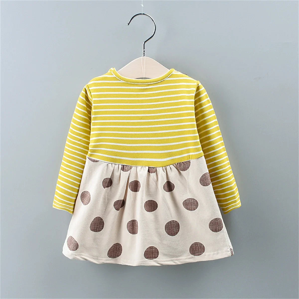 Spot Girls Dress Autumn Children Wear New Fashion Polka Dot Print Bow Long Sleeve Fake Two-piece Children's Skirt - AMULET RING STORE