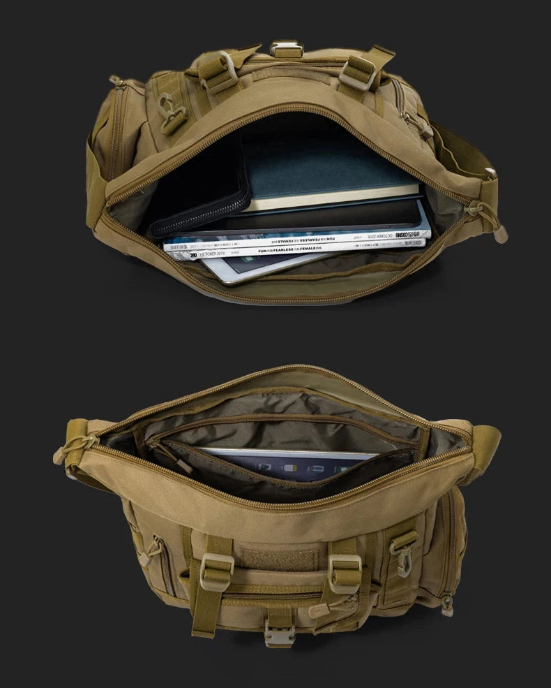 Men Camouflage Shoulder Bag Tactical Fishing Camping Tote Trekking Climbing Bags Large Multi-Pocket Travel Laptop Messenger Pack