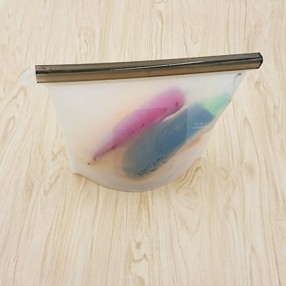 500-1500ML Silicone Bags Reusable Silicone Food Grade Storage Bag Lunch Sandwich Snack Fruit Freezer Zip Seal Keep Fresh Bags - AMULET RING STORE