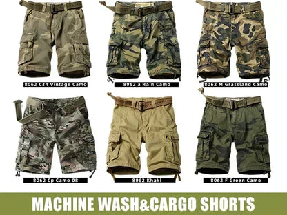 Men's Camo Cargo Shorts for Men Cotton Casual Outdoor Work Relaxed Fit Shorts with Multi-Pockets (no belt)