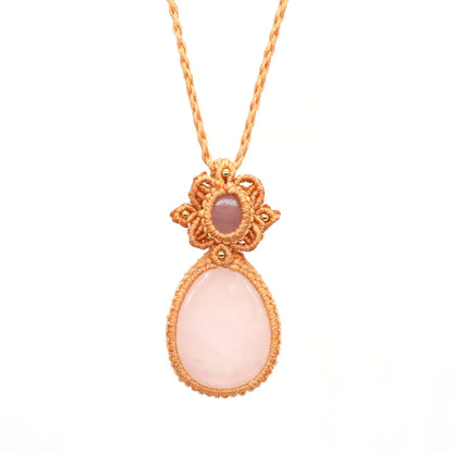 Natural Stones Tear Water Drop Pendant Crystals Healing Handmade Thread Rope Wrap Braided Macrame Chain Necklace Jewelry Gifts - AMULET RING STORE