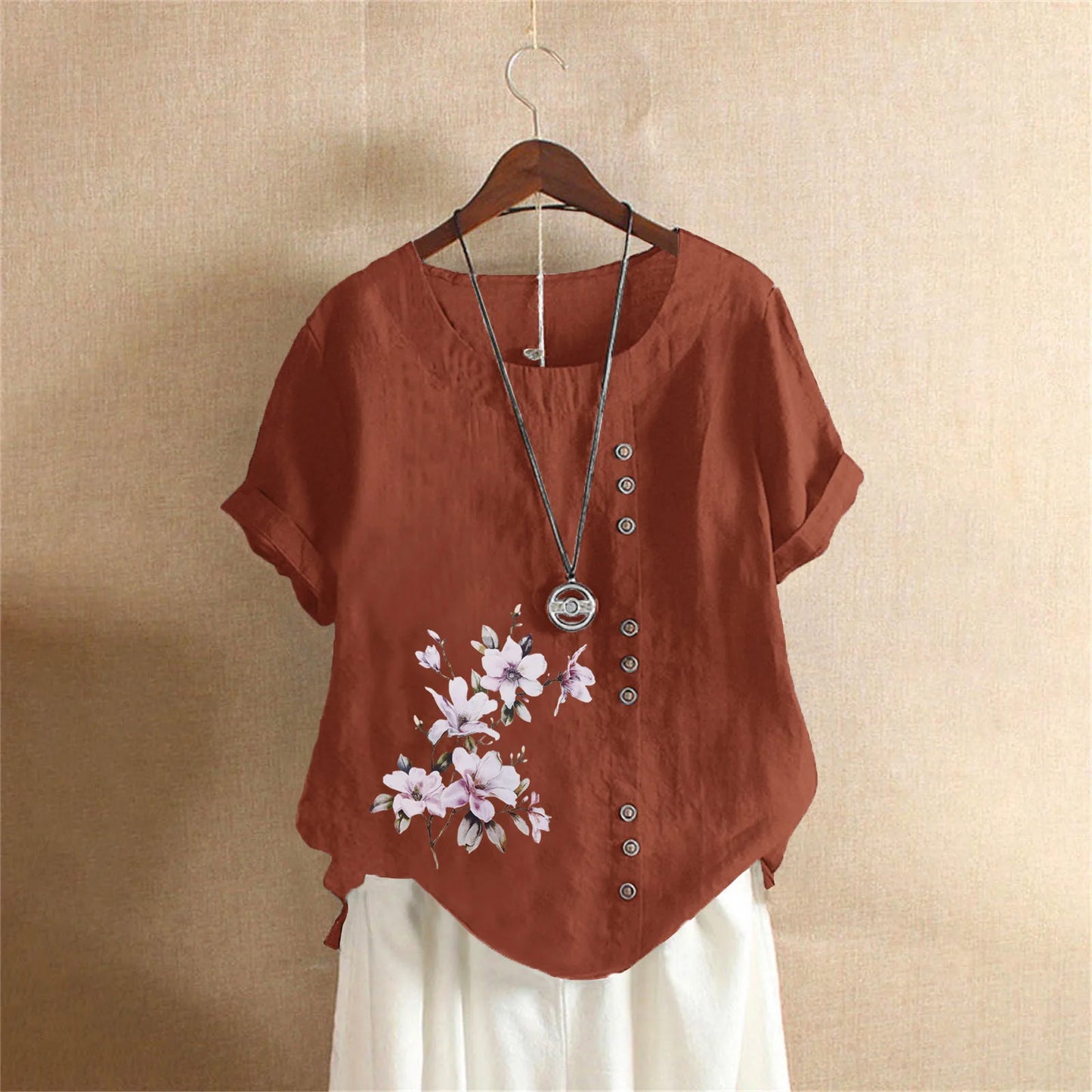 Cotton Linen T Shirt Women's Clothing Summer Retro Ladies Tops Tee Casual Loose Short Sleeve T-shirt Woman Ropa Blusas Tshirt