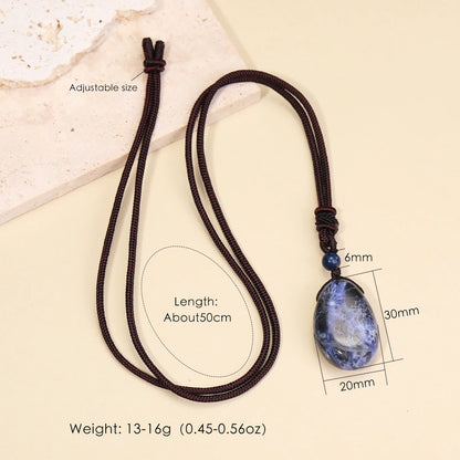 Casual Simple Natural Water Droplet Pendant Necklace Amethyst Opal Obsidian Red Agate Pendant Adjustable Cord Chain Necklace