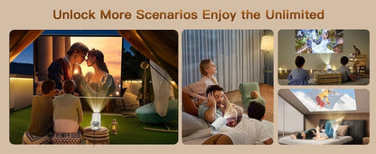 Smart Projector with Wifi and BluetoothPortable 720P 4K Support, Auto Keystone, AirMouse Remote, 180 Degree Rotation