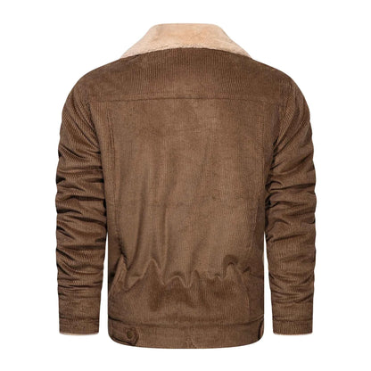 Winter Men's Outdoor Parkas Jacket with Fleece Lining and Multiple Pockets Wool/Polyester