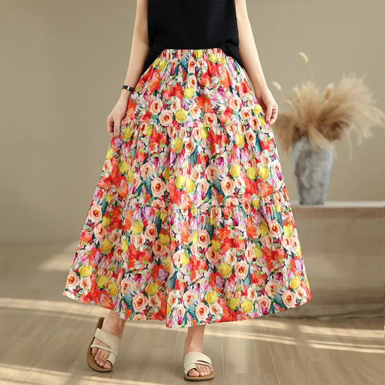 THHONE Summer Skirt Women 2025 High Waist Loose Fashion Vintage Dot Casual Korean Style Elegant A-line Skirts Women's Clothing