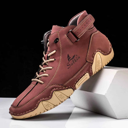 New 2025 Handmade Leather Casual Men Shoes Design Sneakers Man Breathable Leather Shoes Men Ankle Boots Outdoor