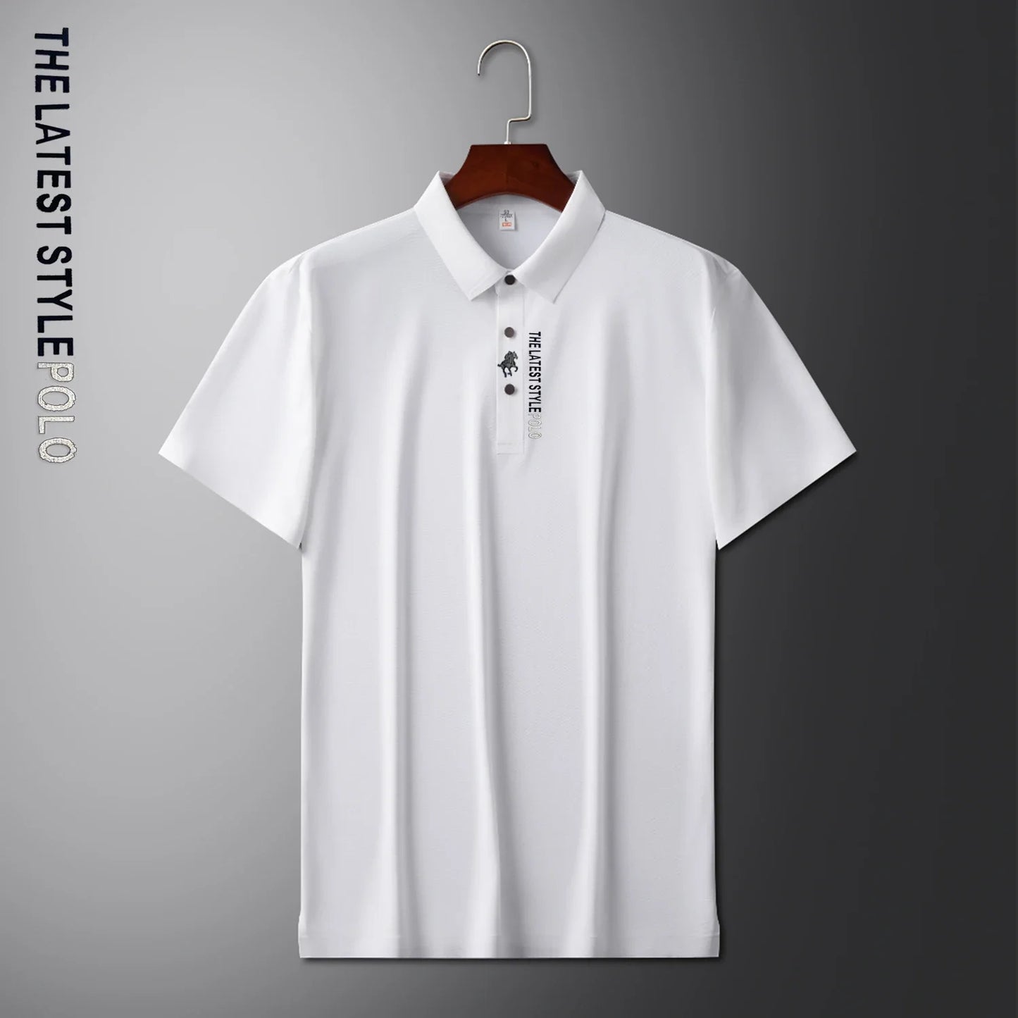 Ice Silk Polo Shirt Short Sleeved Letter Printing T-shirt New 2024 Summer Men's Clothing High-grade  Shirts