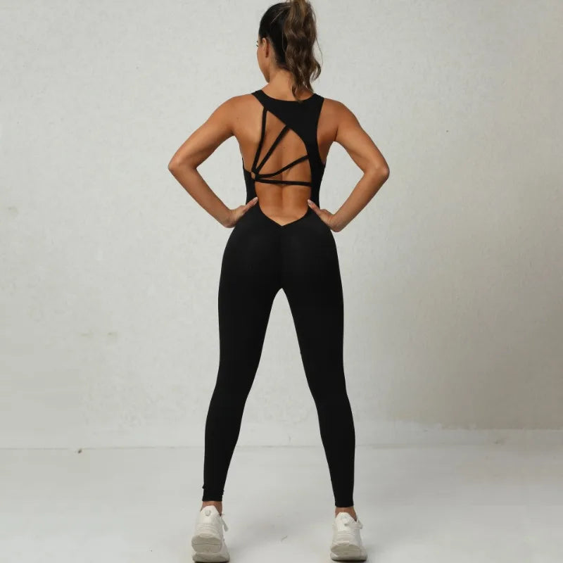 Seamless Yoga Jumpsuits Sports Fitness One-Piece Yoga Sleeveless Workout Clothes Running Sportswear Tight Training Tracksuits
