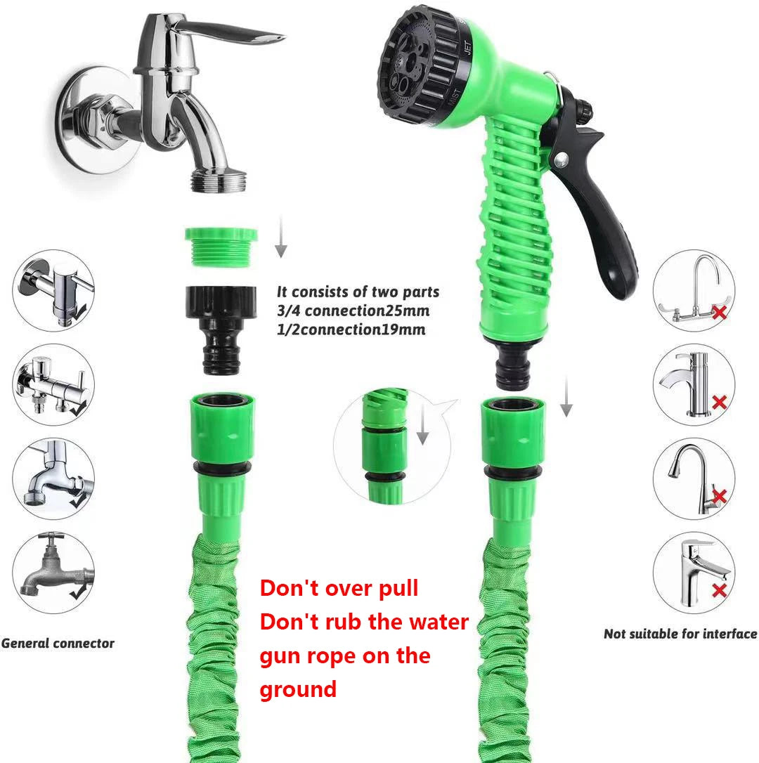 Garden Hose Pipe Water Hose Expandable Magic Hose 7 Patterns Water Gun Foam Pot flexible reels hose Car Wash Gun Sprayer - AMULET RING STORE