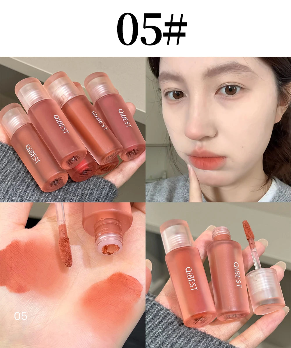 Qibest 6 Colors Velvet Matte Liquid Lipstick Long-Lasting Waterproof Lip Mud Sexy Red Lipgloss Beauty Women Cosmetics Lip Tint - AMULET RING STORE