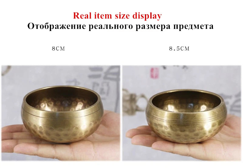 Nepal handmade Singing Bowl Tibet Buddha Sound Bowl Yoga Meditation Chanting Brass Chime Handicraft Music Therapy Tibetan - AMULET RING STORE