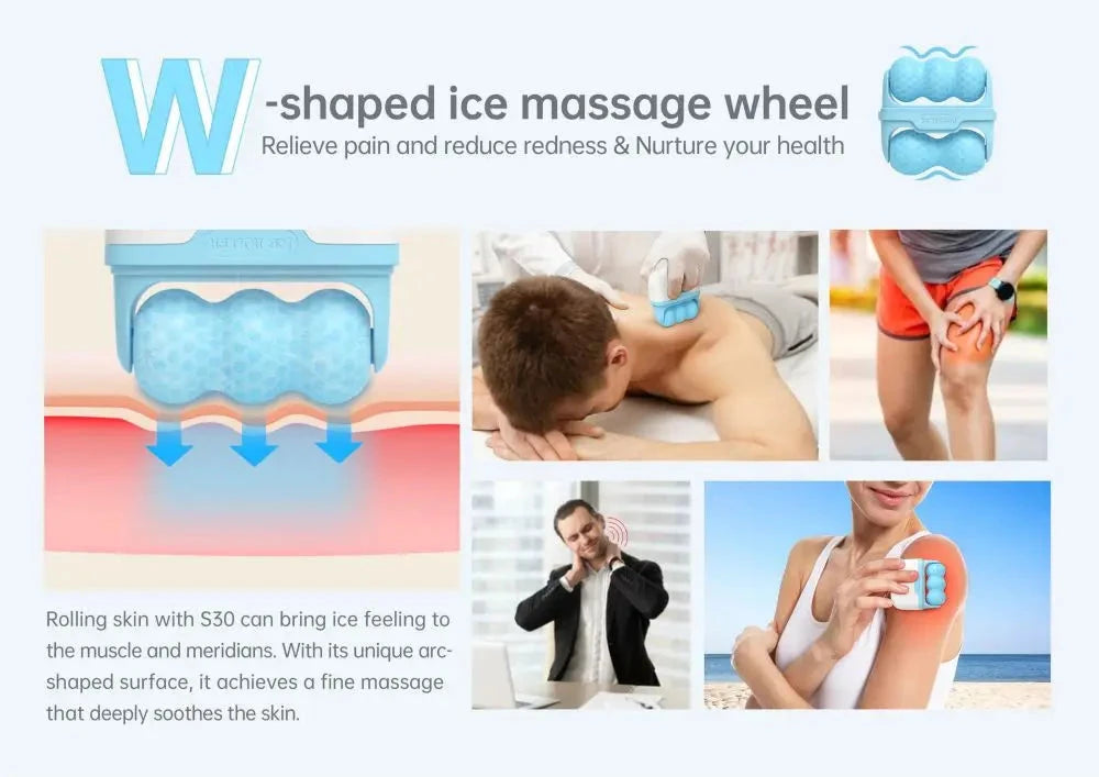 ICE ROLLER S30 Facial Massager Cool Skin Lifting Double Head Tool Face Lift Roller Pain Relief Face Skincare Beauty