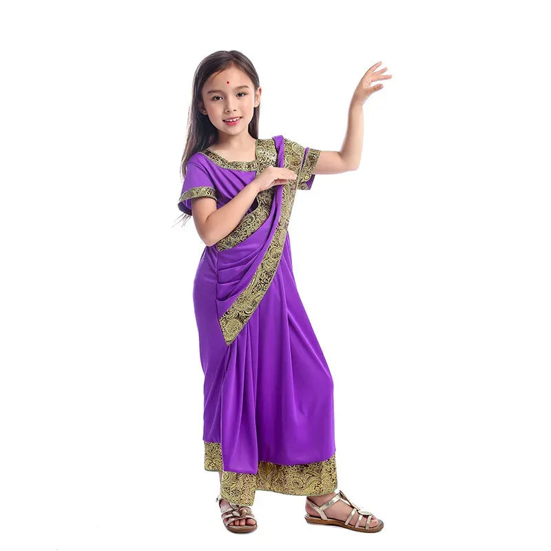 ss13Indian Saree Party India Sari Bollywood Dress Girls Traditional Indian Kids Clothes for Children Cosplay Costumes