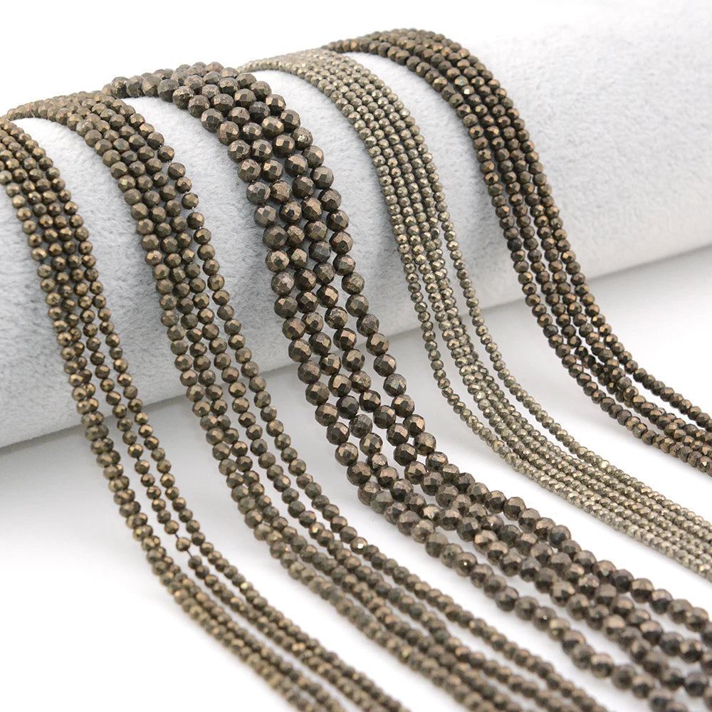Natural Pyrite Faceted Round / Rondell Beads 2mm,3mm,4mm,1x2mm,2x3mm，for Jewelry Making Bracelet Necklace Beads DIY Wholesale - AMULET RING STORE