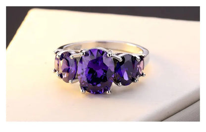 ZDADAN 925 Sterling Silver Amethyst Finger Ring For Women Fashion Wedding Jewelry Gifts