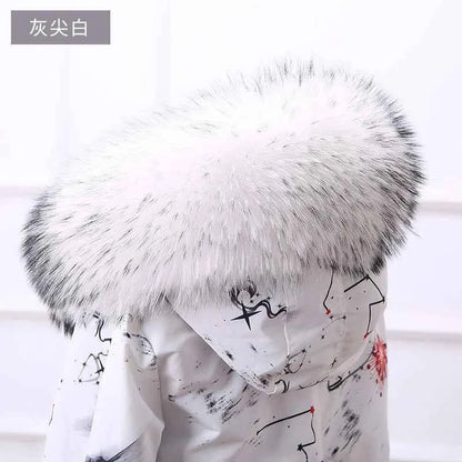 Raccoon Fur Collar 100% Real Fur Fashion Scarves For Ladies Neck Warmer Women Winter Natural Fur Scarf Decor White Fur Scarf