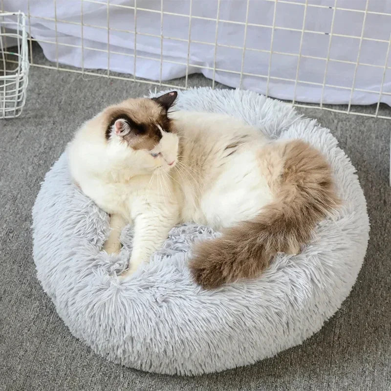 Round Cat Beds House Soft Long Plush Best Pet Dog Bed For Dogs Basket Pet Products Cushion Cat Bed Cat Mat Animals Sleeping Sofa - AMULET RING STORE