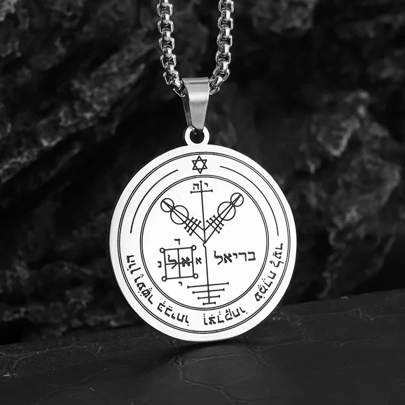 Seven Archangels Seal Necklace Pendant Solomon's Four-Word Seal Amulet Necklace