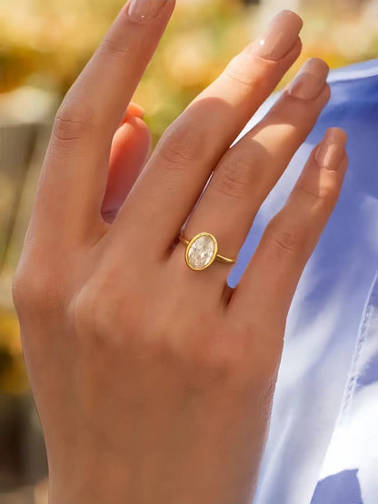 925 Sterling Silver Zircon Fashionable Delicate Simple Oval Ring for Women Engagement Wedding Luxury High Quality Fine Jewelry