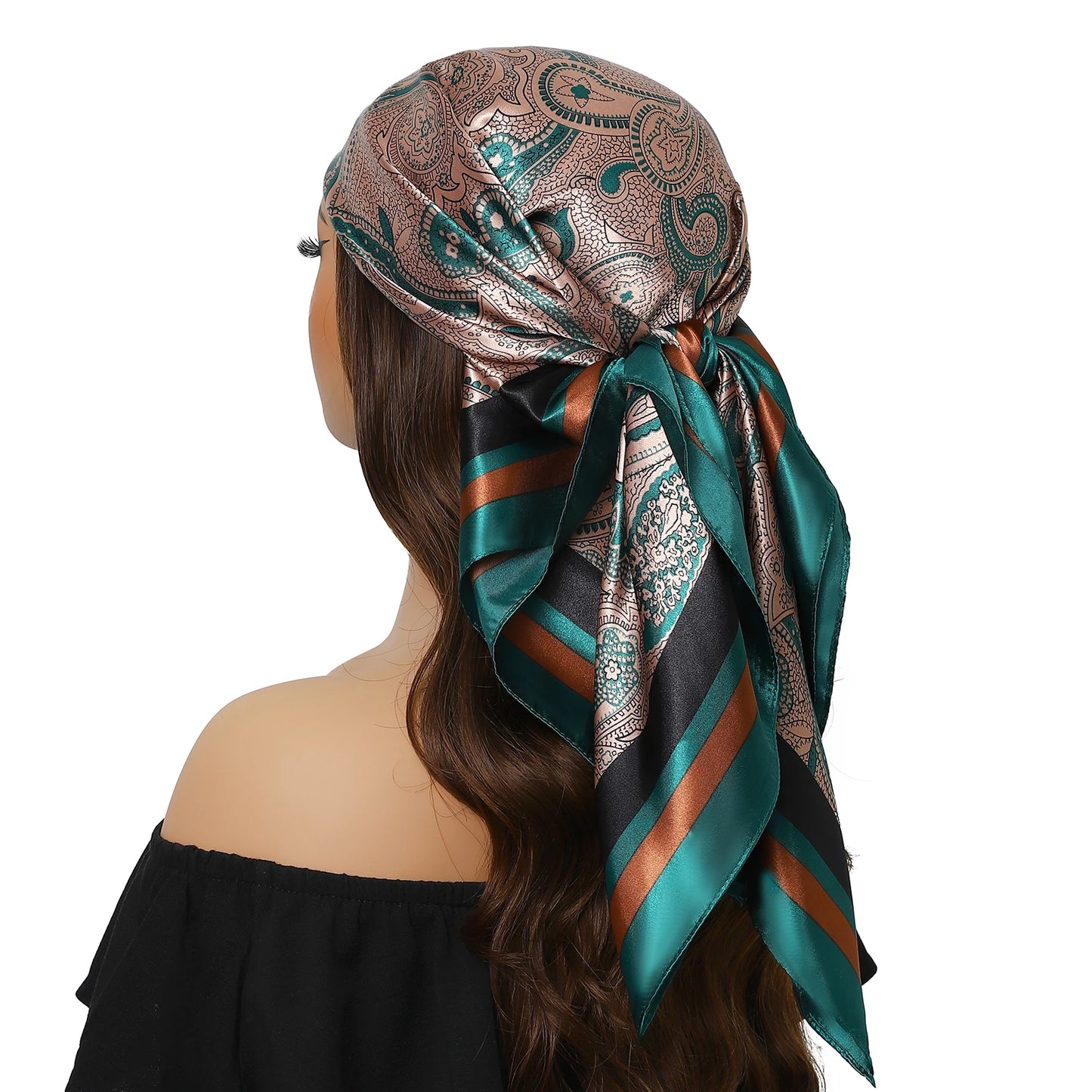 Head Scarf Women Luxury Brand Square 90*90cm Silk Foulard Satin Bandana Cheveux Soft Neckerchief Hijab Hair Scarves For Ladies - AMULET RING STORE