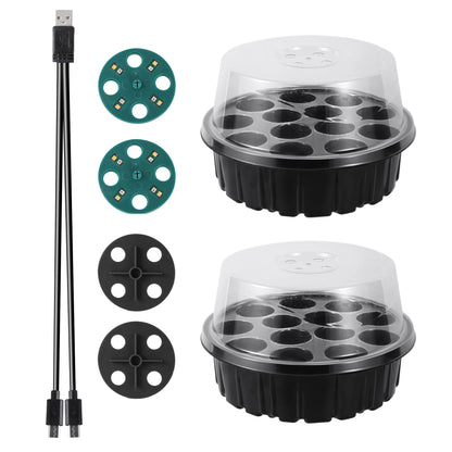 Seedling Nursery Box With LED Growing Light Seed Starter Tray Seedling Breeding Pot Garden Greenhouse Germination Planter - AMULET RING STORE