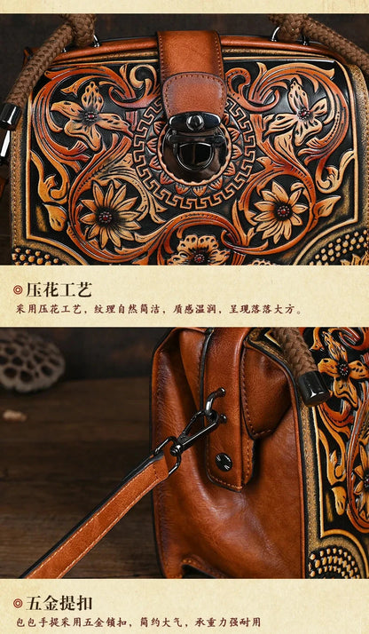 Motaora New Embossed Shoulder Bag For Women's 2025 Vintage Handmade Handbag Female PU Leather Big Capacity Crossbody Bags Purse