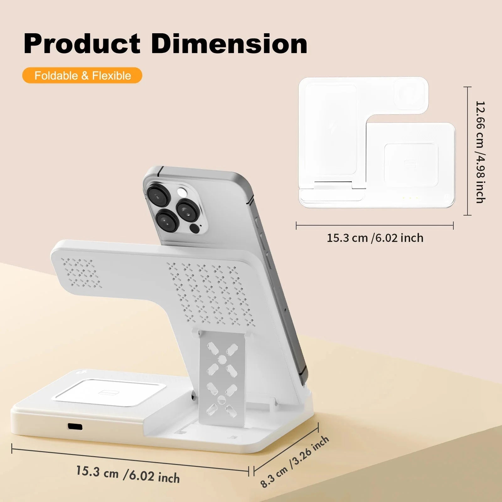 Magnetic Wireless Charger Fast 18W Adapter QC3.0 Certified Foldable Sleep-Friendly iPhone11-15 XS 8 Plus Samsung Galaxy iWatch