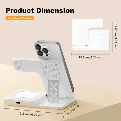 Magnetic Wireless Charger Fast 18W Adapter QC3.0 Certified Foldable Sleep-Friendly iPhone11-15 XS 8 Plus Samsung Galaxy iWatch