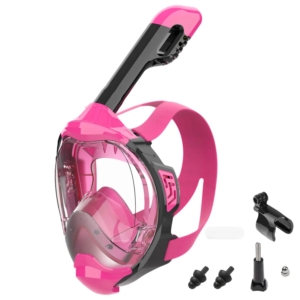 Full Face Snorkel Mask with Latest Dry Top Breathing System Detachable Camera Mount for Adults Panoramic View Anti-Leak Anti-Fog - AMULET RING STORE