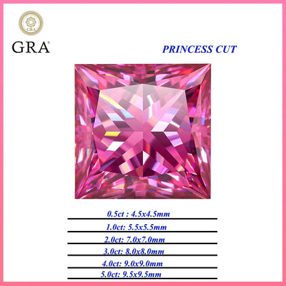 Pink Moissanite Stones with GRA Certificate Round/Pear/Oval/Emerald/Heart/Cushion/Princess/Asscher/Radiant Cut