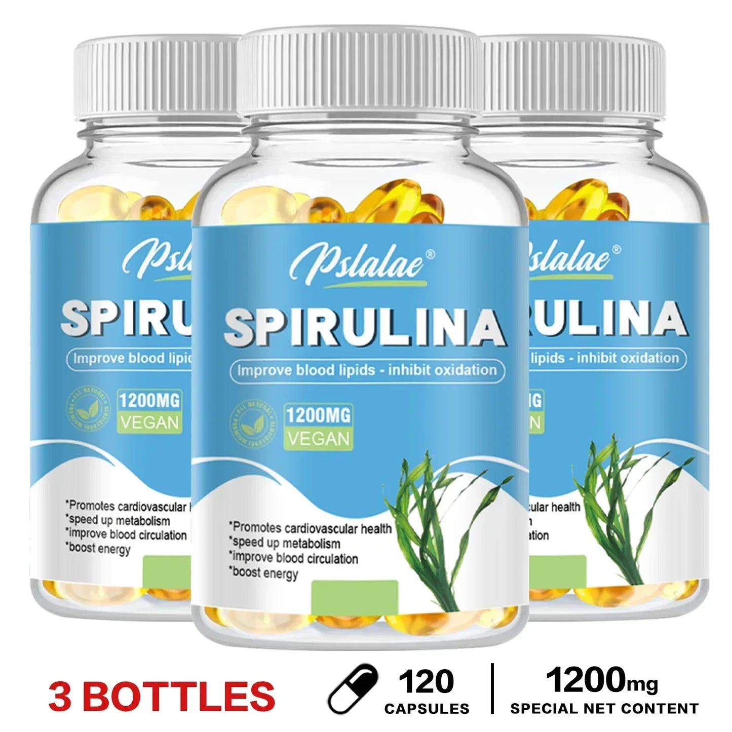 Organic Spirulina Capsules - Helps Detoxify, Supports Immune System Health, Antioxidant, Boosts Energy