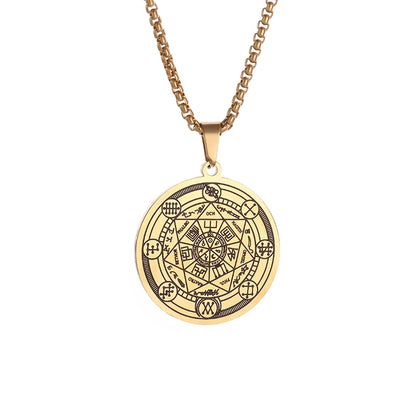 Seven Archangels Seal Necklace Pendant Solomon's Four-Word Seal Amulet Necklace