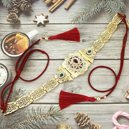 Arabic Style Women Belt Metal Waist Chain Adjustable Length Moroccan Caftan Belt