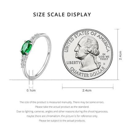 BAMOER 925 Sterling Silver Oval Gemstone Ring for Women Green Pink Zirconium Prongs Setting Ring Wedding Bridal Jewelry Gift