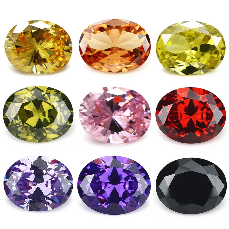Size 2x3mm~13x18mm Oval Shape 5A CZ Stone Synthetic Gems Color Cubic Zirconia Loose Zircon For Jewelry Making - AMULET RING STORE