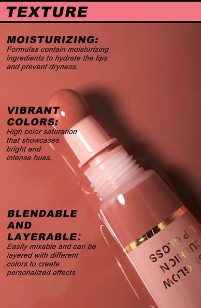 YOUNG VISION 6 color Liquid Water Brightening Lip Color Plush Brush Head Squeezing Lip Color Moisturizing Lip Glaze - AMULET RING STORE