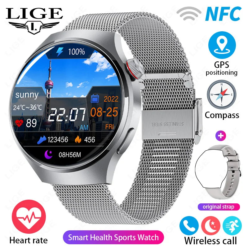 LIGE New Smart Watch Men 1.52 inch Full touch Screen Bluetooth Call Heart Rate Waterproof Men SmartWatch For GPS Sport Tracker - AMULET RING STORE