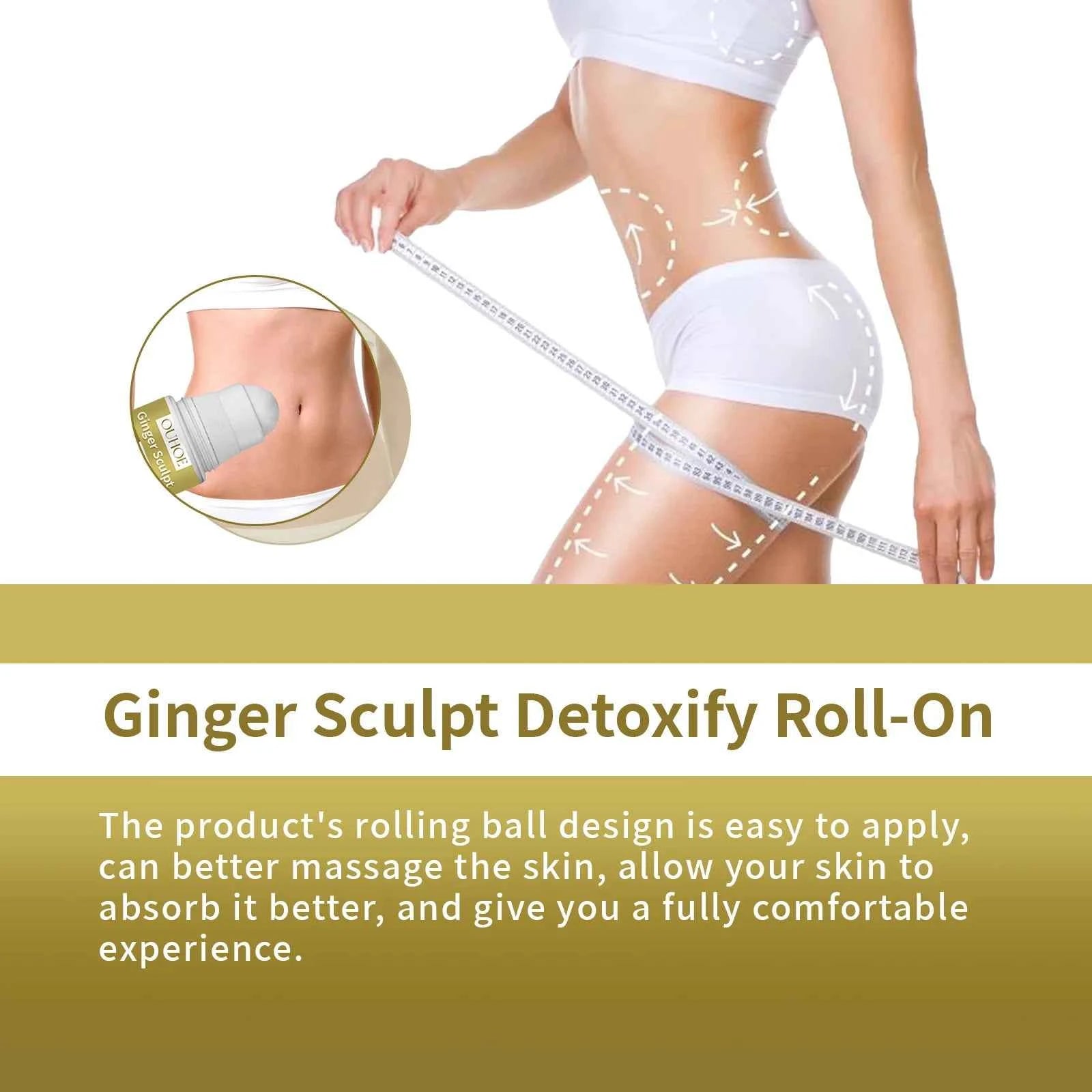 Ginger Sculpt Detoxify Roll-on Ginger Extract Increase Metabolism Promote Fat Burning Moisturizing Skin Care Body Ball Massage
