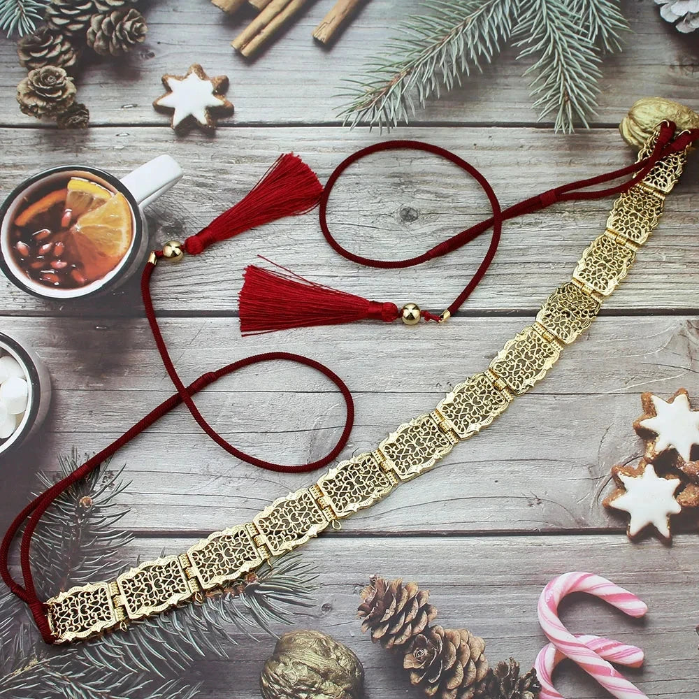 Arabic Style Women Belt Metal Waist Chain Adjustable Length Moroccan Caftan Belt