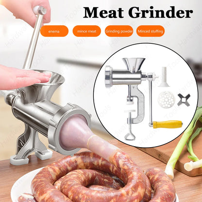 Manual Meat Grinder Aluminum Powerful Home Sausage Stuffer Filler Hand Crank Mincer Vegetable Chopper Pepper Kitchen Supplies - AMULET RING STORE