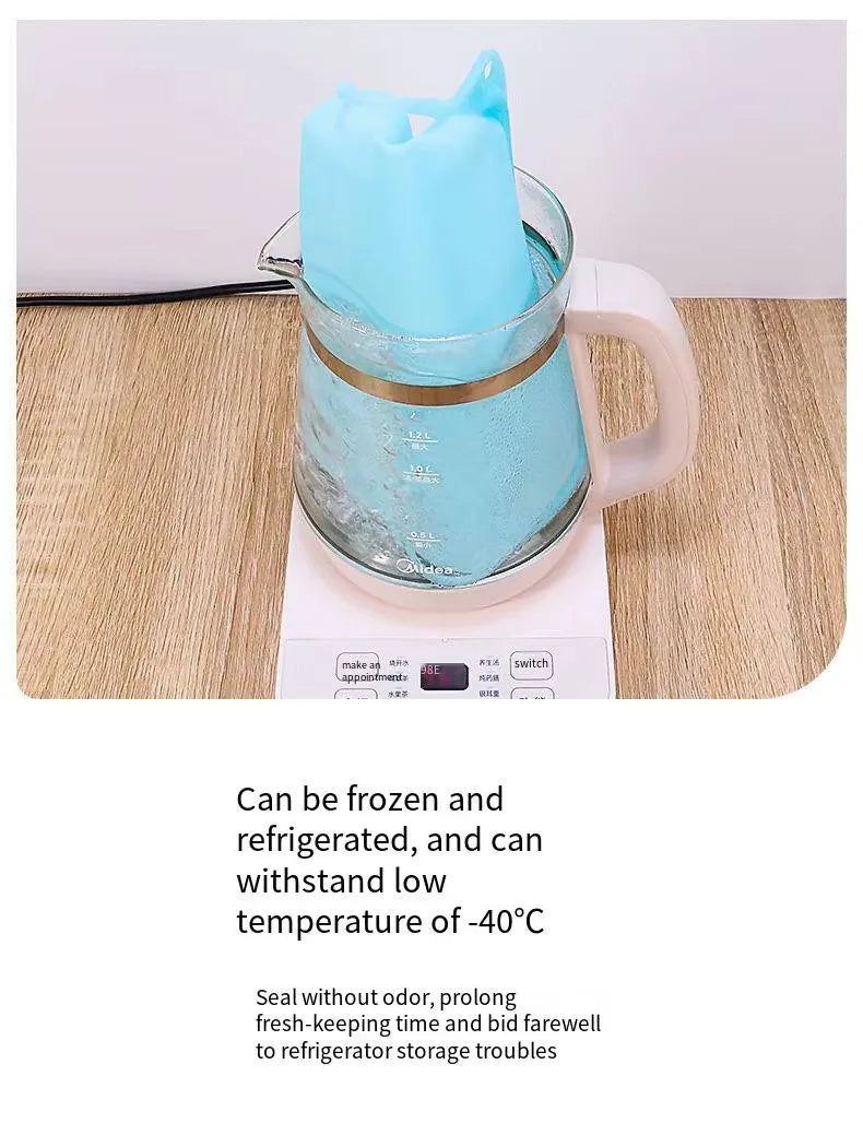 Silicone Zipper Bag,Kitchen Fresh-keeping Bags for Fruits and Vegetables,Portable Self-sealing Storage Bag for Daily Necessities - AMULET RING STORE