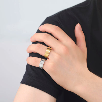Jeshayuan Quran Rings Muslim Islamic Halal Ring Arabic God Stainless Steel 8mm Wide Religious Allah Ring For Men