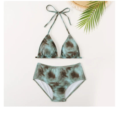 XL-5XL Plus Size Vacation Bikini Sexy Three-Piece Split Long Sleeve Swimsuit Women Summer Blue Pleated Beach Party Swimsuits