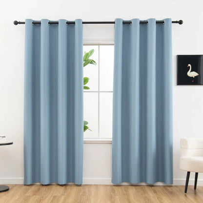 2pcs Modern 100% Blackout Curtain with Coated Lining, Solid Window Curains for Bedroom, Living Room, Dining Room, Home Decor - AMULET RING STORE