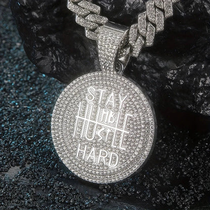 Men Women Hip Hop STAY HARD Pendant Necklace with 13mm Cuban Chain HipHop Iced Out Bling Necklaces Fashion Charm Jewelry USA - AMULET RING STORE