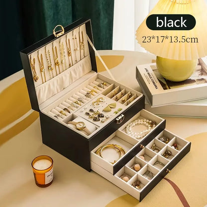 Three-layer Jewelry Storage Box for High-end Exquisite Necklaces, Earrings,Gold Jewelry and Hand Accessories with Large Capacity - AMULET RING STORE