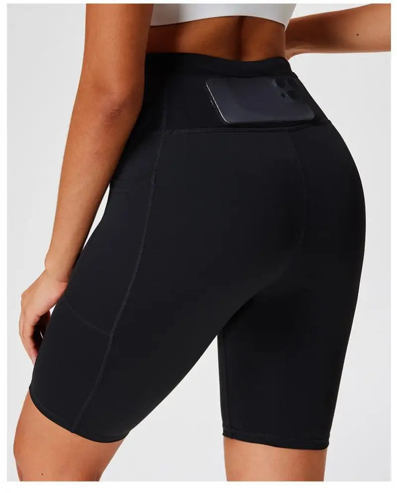 Marathon Compression Shorts with Waistband Pocket Men Women Quick Dry Nylon Workout Tights for Cycling Running Training