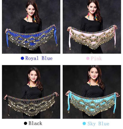 Oriental/Indian Belly Dance Coin Belt BellyDance Hip Scarf Golden Coins Belly Dance Costume Accessories Dancing Coin Belt