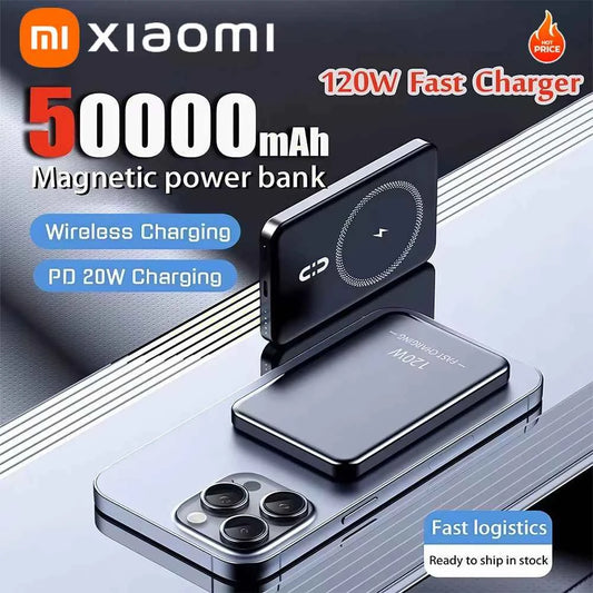 Xiaomi 120W Magnetic Power Bank 50000mAh Large Capacity Wireless Magnetic Fast Charger Portable Power Supply for iPhone Samsung